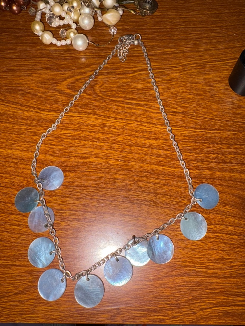 2-Silver‎ Disc Charm Necklace - Silver Tone